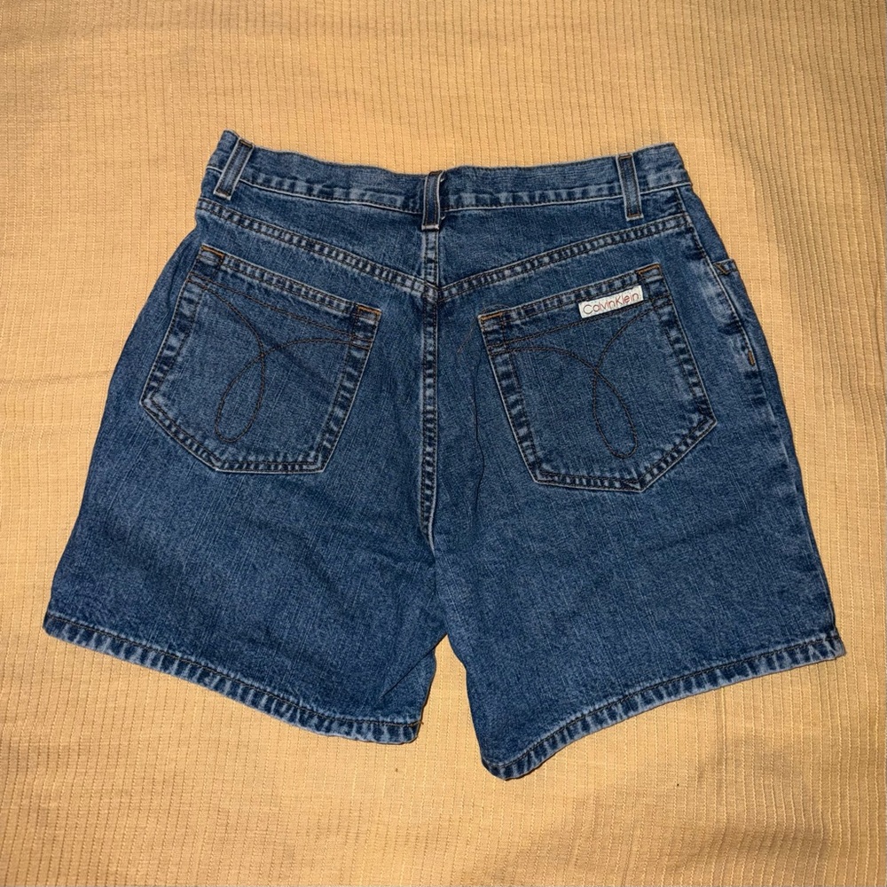 Calvin Klein Dark Blue Denim High-Rise Jean Shorts 100% cotton